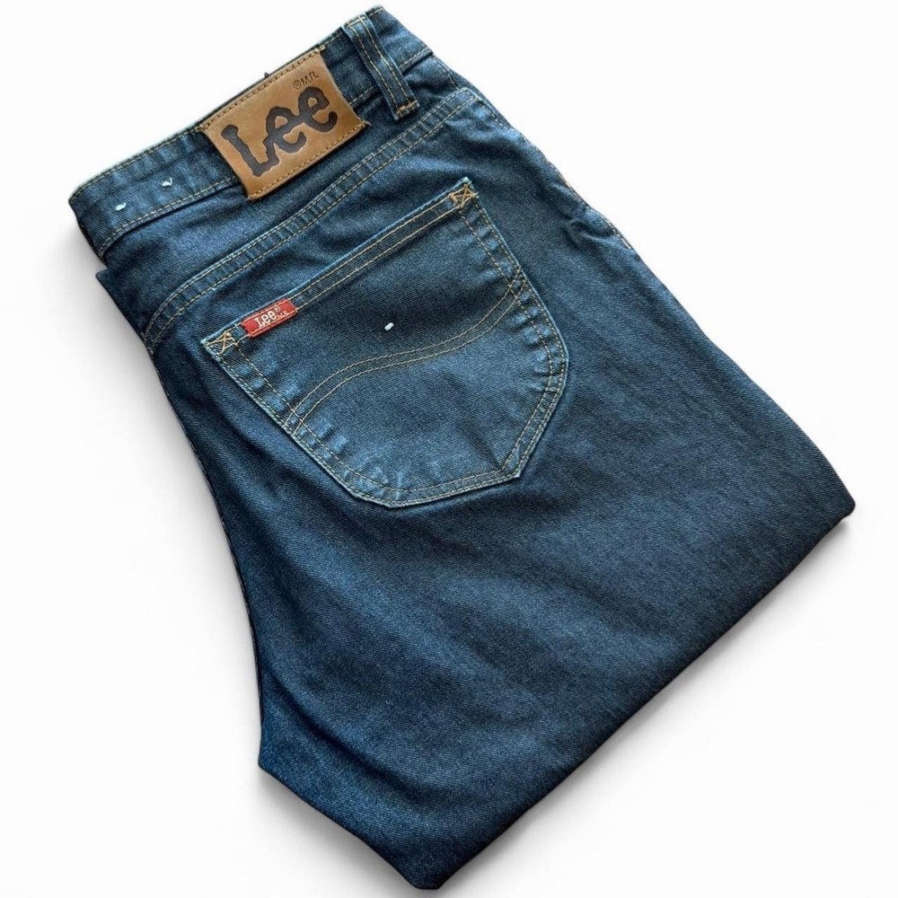 Vintage Lee Dark Blue Wash Waxed Canvas Denim Red Tag Prestige Jeans 32x30"